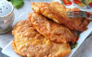 Рецепт отбивная куриная из грудки в муке и яйце. Калорийность, химический состав и пищевая ценность.