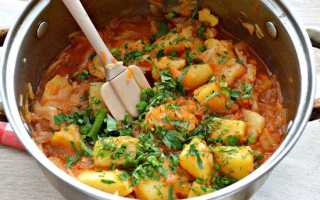 Сколько калорий в тушеной картошке с овощами и разными видами мяса?